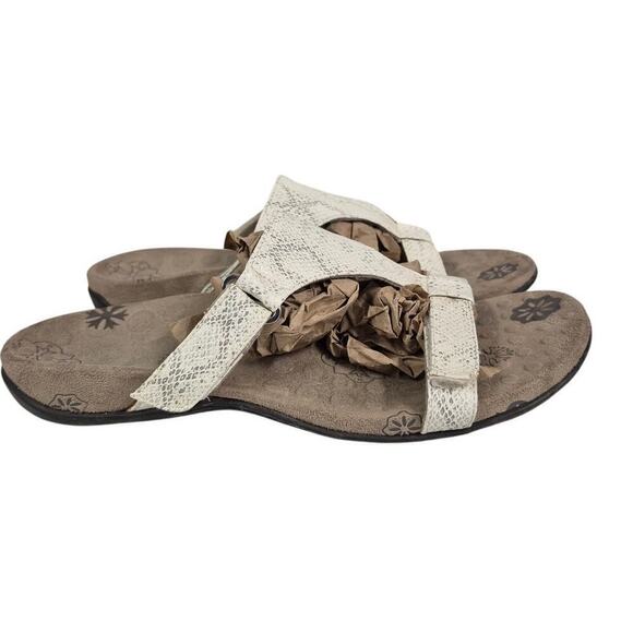 Vionic Orthaheel Molly Snakeskin White Slide Strappy Sandals Womens Size 9 - Picture 3 of 6
